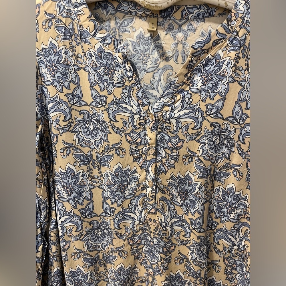SoyaConcept Long Sleeve Floral Blouse – Size M – Blue & Beige Pattern - Picture 7 of 11